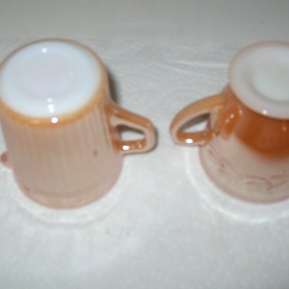 Vintage Fire King Peach Luster CREAMER & SUGAR BOWL Oven Ware USA  E - Picture 4 of 4